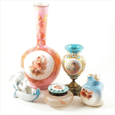 Lot 49 - A Minton style ovoid vase, the reserve painted...