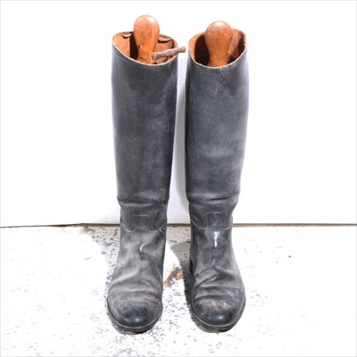 Lot 207A - A pair of leather riding boots with wooden trees.