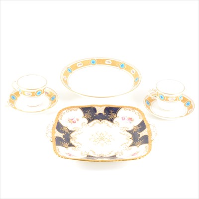 Lot 19 - A Minton part teaset, circa 1870, raised paste gilt border with turquoise roundels