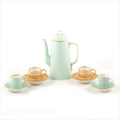 Lot 32 - Worcester part coffee set and Limoges coffee cans