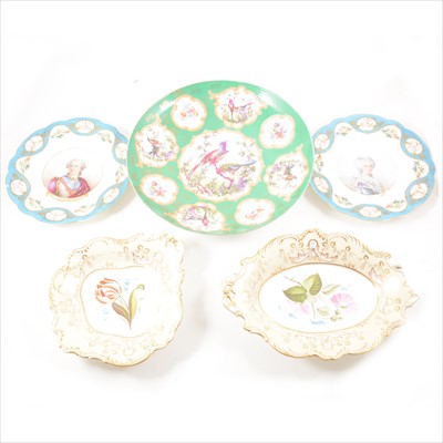 Lot 53 - Pair of Victorian porcelain chargers, etc.