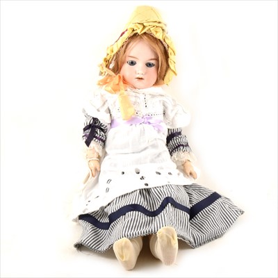 Lot 136 - Armand Marseille bisque head doll, 390 head stamp, composition body, fixed eyes, open mouth, 51cm