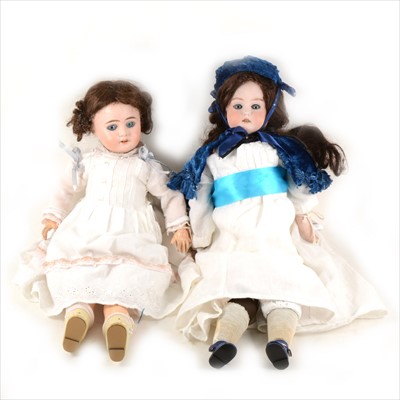 Lot 139 - Two Armand Marseille bisque head dolls, 47cm and 51cm, one with composition body, fixed eyes, open mouth the other with rag body, composition hands, fixed eyes, open mouth, both af.