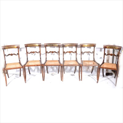 Lot 118 - A set of six Regency pattern stained beechwood dining chairs