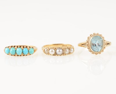 Lot 47 - Three gemset dress rings.