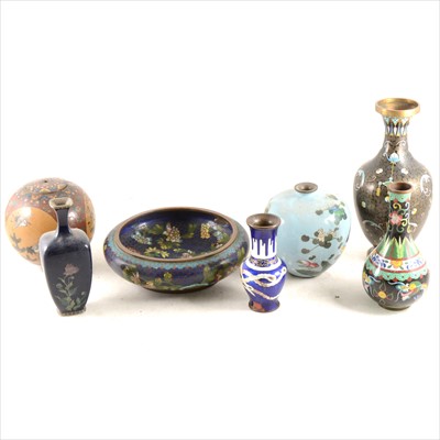 Lot 102A - A Japanese cloisonné vase, and other cloisonné wares