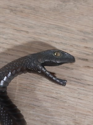 Lot 237 - A Japanese bronze model of a snake, probably Meiji