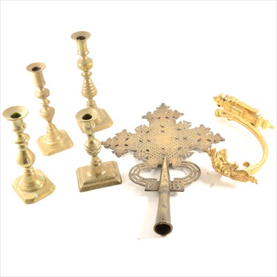 Lot 211 - A Greek cross, pierced decoration, and other metalwares