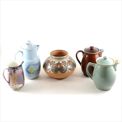 Lot 37 - Langley Stoneware vase, a Clarice Cliff Lotus flower table centre; and other ceramics.