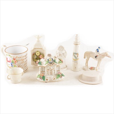 Lot 43 - A Victorian bone china sentimental mug, and a small collection of crested china