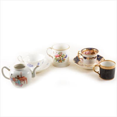 Lot 64 - A French porcelain coffee can, Dihl & Guerhard, Paris, early 19th Century and other polychrome teaware