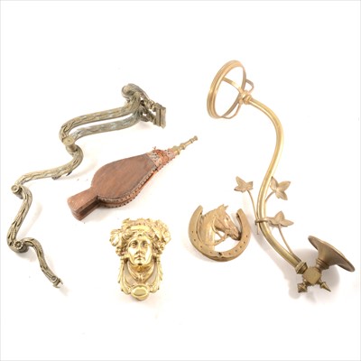 Lot 157 - An Edwardian brass oil lamp bracket, together with other lamp brackets