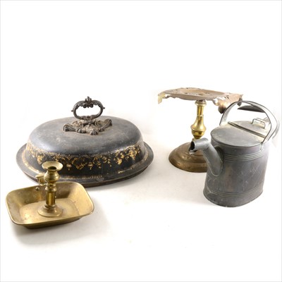 Lot 115 - A Victorian Toll ware meat dish cover and other metal wares.