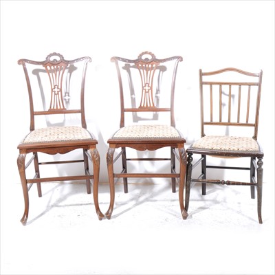 Lot 280 - A pair of Edwardian mahogany bedroom chairs, and another