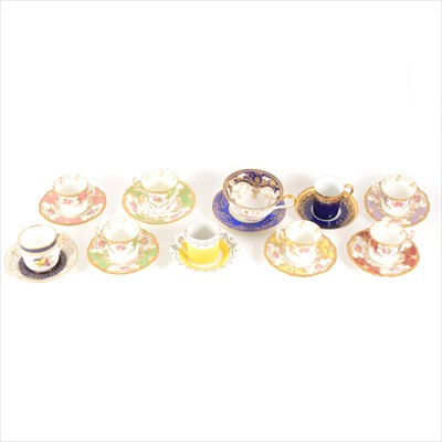 Lot 50 - A collection of decorative cups and saucers, various factories including Worcester