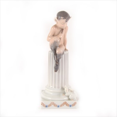 Lot 1 - Royal Copenhagen figure of a Faun on Column with Rabbit, model no.456.