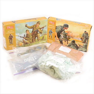 Lot 341 - Airfix Toys; 1:32 scale plastic figures, including Military series German Infantry and British Commandos, etc.