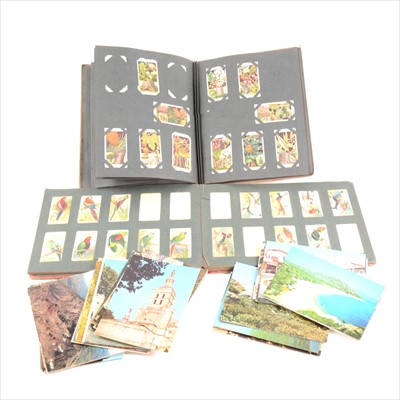 Lot 131 - A quantity of cigarette cards, Cash's silks, Edwardian framed photograph, magazines.