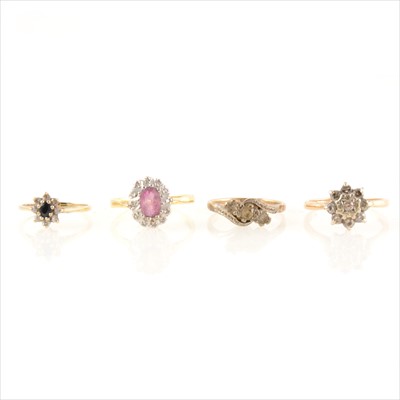 Lot 209 - Four diamond and gemset rings.