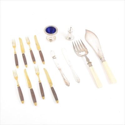 Lot 141 - A quantity of silver and plated flatware and napkin rings.