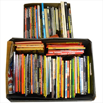 Lot 461 - Comic books and annuals; two boxes including Star Wars, Marval, Batman, Dan Dare, 2000AD, comic price guides and others.