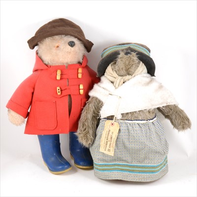 Lot 377 - Two Paddington Bear teddy bears, Paddington and Aunt Lucy, by Gabrielle Designs.
