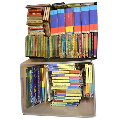 Lot 472 - Children's books; a collection in two boxes, to include Ladybird books, Tassel Tip Tales, Noddy, I-Spy books, Beatrix Potter, Harry Potter, Famous Five set, etc.