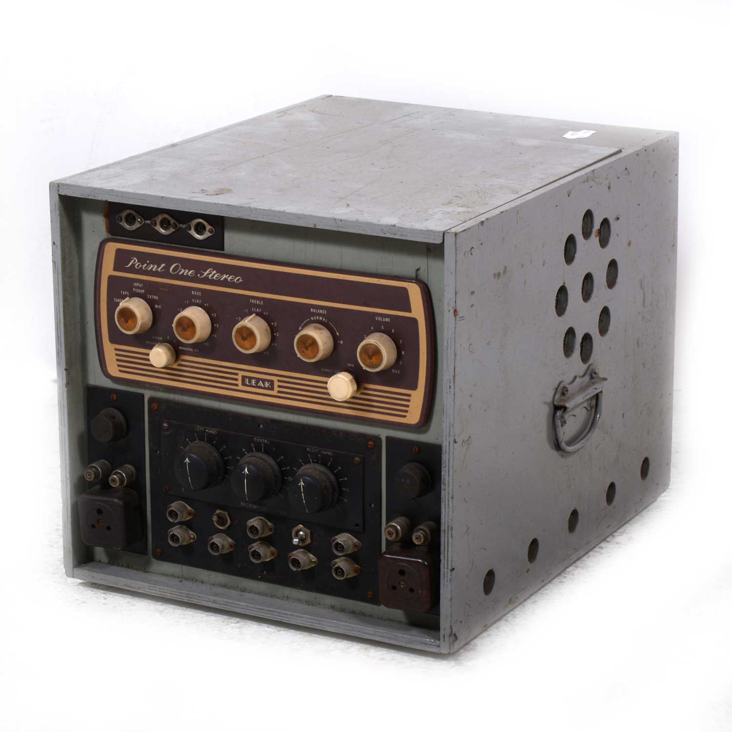Lot 56 - Leak Point One Stereo valve amplifier and pre-amp unit, housed in wooden case.
