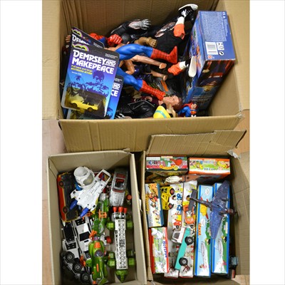 Lot 325 - TV and film related die-cast models, boardgames and toys; including action figures, Corgi models, Dr Who board games etc.