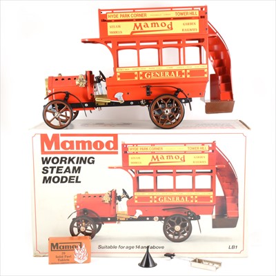 Lot 15 - Mamod live steam; LB1 working steam model London Omnibus bus, red body, with box.