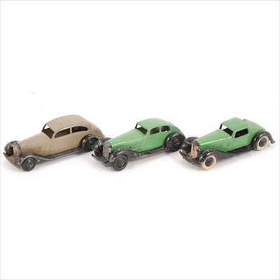 Lot 116 - Dinky Toys; 30B Rolls Royce, 36C Rover, 36B Bentley.