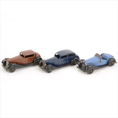 Lot 114 - Dinky Toys; 36E Salmson two seater, 30B Roller Royce,  36C Humber Vogue.