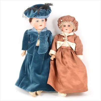 Lot 388 - Two bisque head dolls; C Hartmann Germany 'Globe Baby', and a Heubach Koppelsdorf Germany, 250 12/0