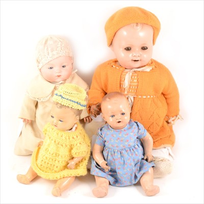 Lot 408 - Four Armand Marseille German bisque and composition head baby dolls