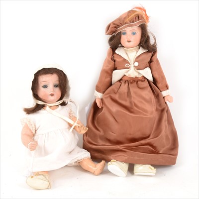 Lot 384 - Two German bisque head dolls, Theodor Recknagel and Rauenstein Porzellanfabrik