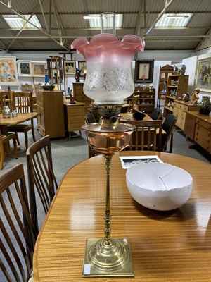 Lot 516 - A brass and copper oil lamp, by W. A. S. Benson