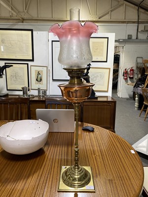 Lot 516 - A brass and copper oil lamp, by W. A. S. Benson