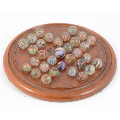 Lot 373 - Victorian Solitaire board with set of Victorian barbels with twisted helix, 24cm.