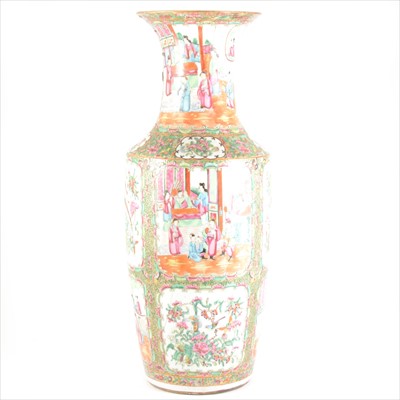 Lot 83 - Large Cantonese polychrome vase, panels painted with Mandarin figure