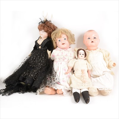 Lot 387 - Two bisque head Krammer & Reinhardt dolls , another bisque head doll and a composition baby doll.