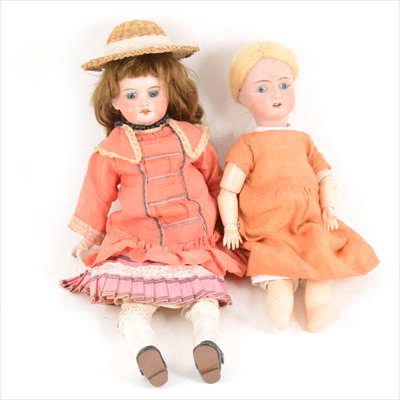 Lot 389 - Two bisque head dolls; A Schoenau & Hoffmeister and Armand Marseille.