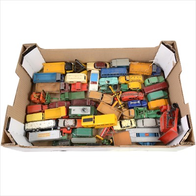 Lot 134 - One box of mostly Dinky and Corgi loose playworn models, including no.968 TV Roving Eye etc