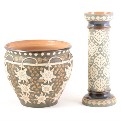 Lot 35 - A Doulton Slater's Patent stoneware Jardiniere, and a water filter column