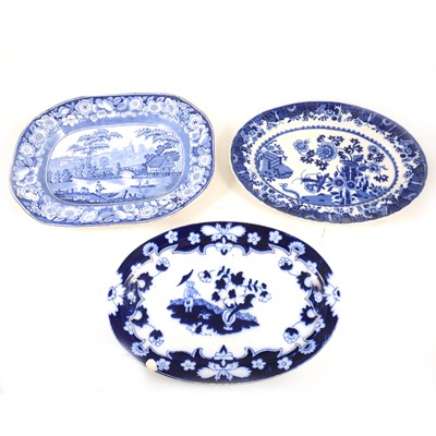 Lot 1024 - Collection of blue and white pottery meat plates.