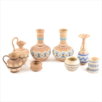 Lot 57 - Eight items of Doulton Silicon Ware stoneware, including a pair of vases, jugs, etc