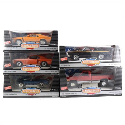 Lot 203 - Ertl 'American Muscle' 1:18 scale models; ten including 1995 Dodge Ram 2500 SLT, 1971 Buick GSX and others, all boxed.