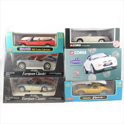 Lot 212 - Six 1:18 scale models, including Corgi, Anson metal series and Ertl.