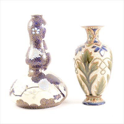 Lot 15A - An Ernst Wahliss pottery gourd vase, and a Fulham Pottery stoneware vase