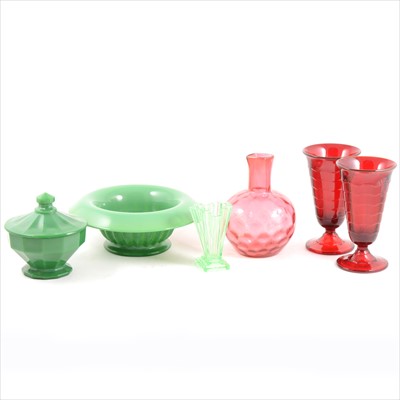 Lot 94 - Collection of carnival glass, other coloured glass, decorative glassware etc.