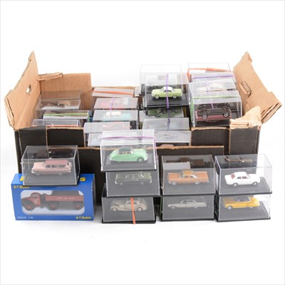 Lot 224 - 1:76 scale die-cast models; sixty models, mostly cars, mostly by Oxford Die-cast, all cased.